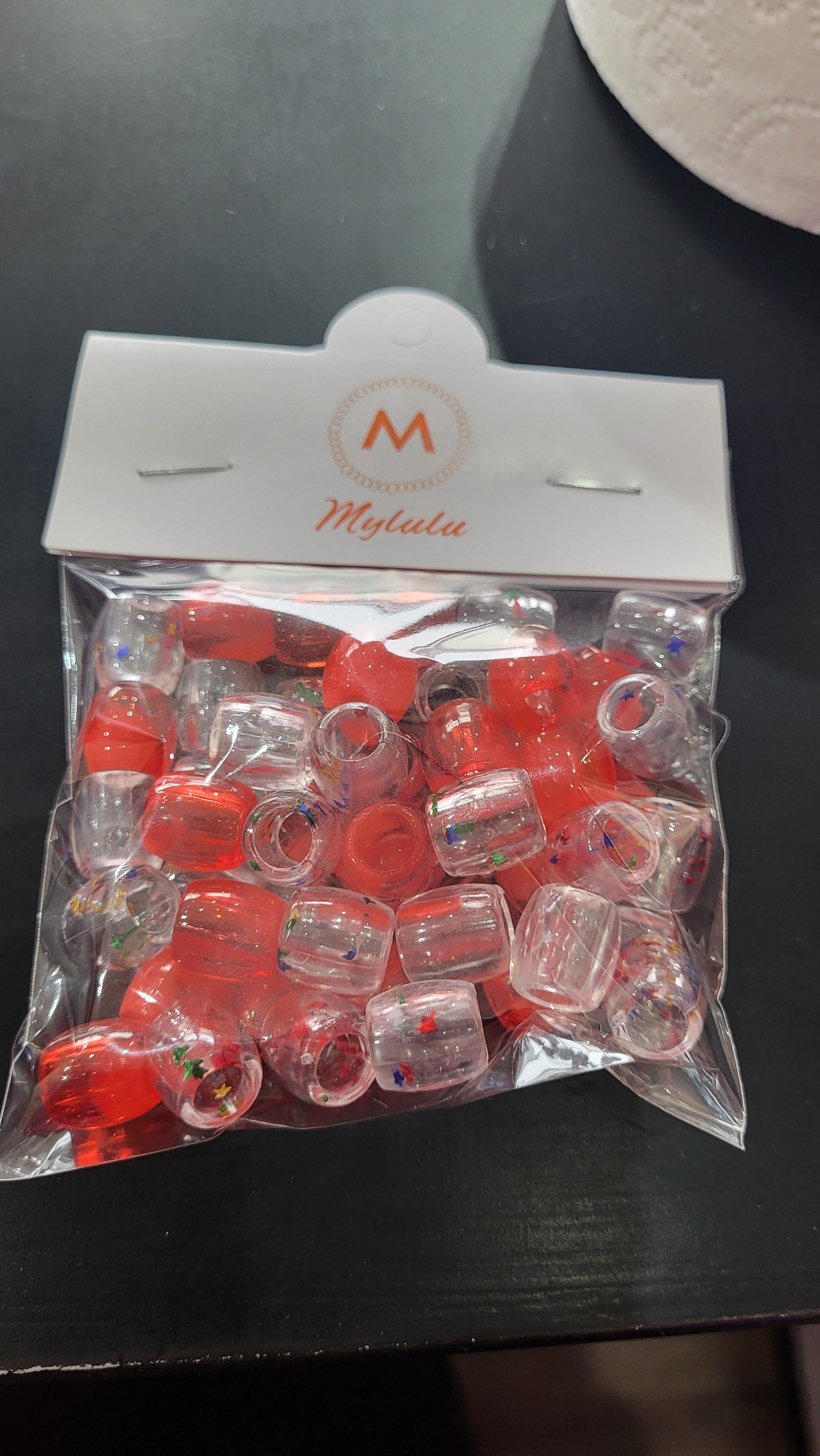 Mylulu Red and Clear Hair Beads
