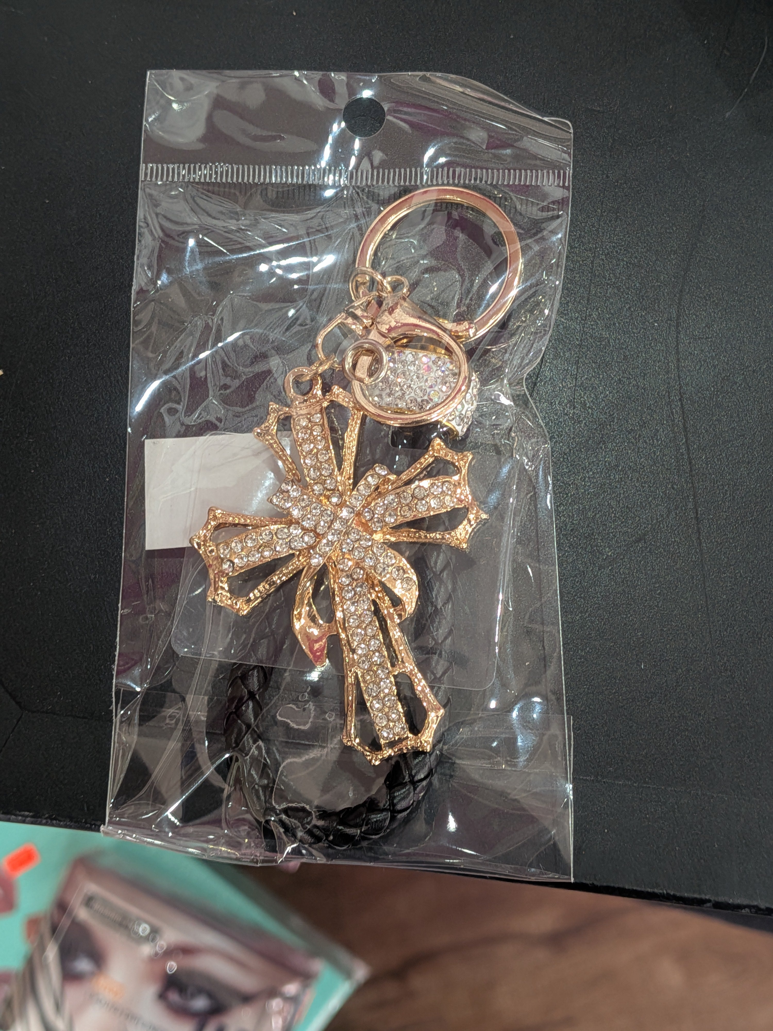 Rhinestone Cross Keychain