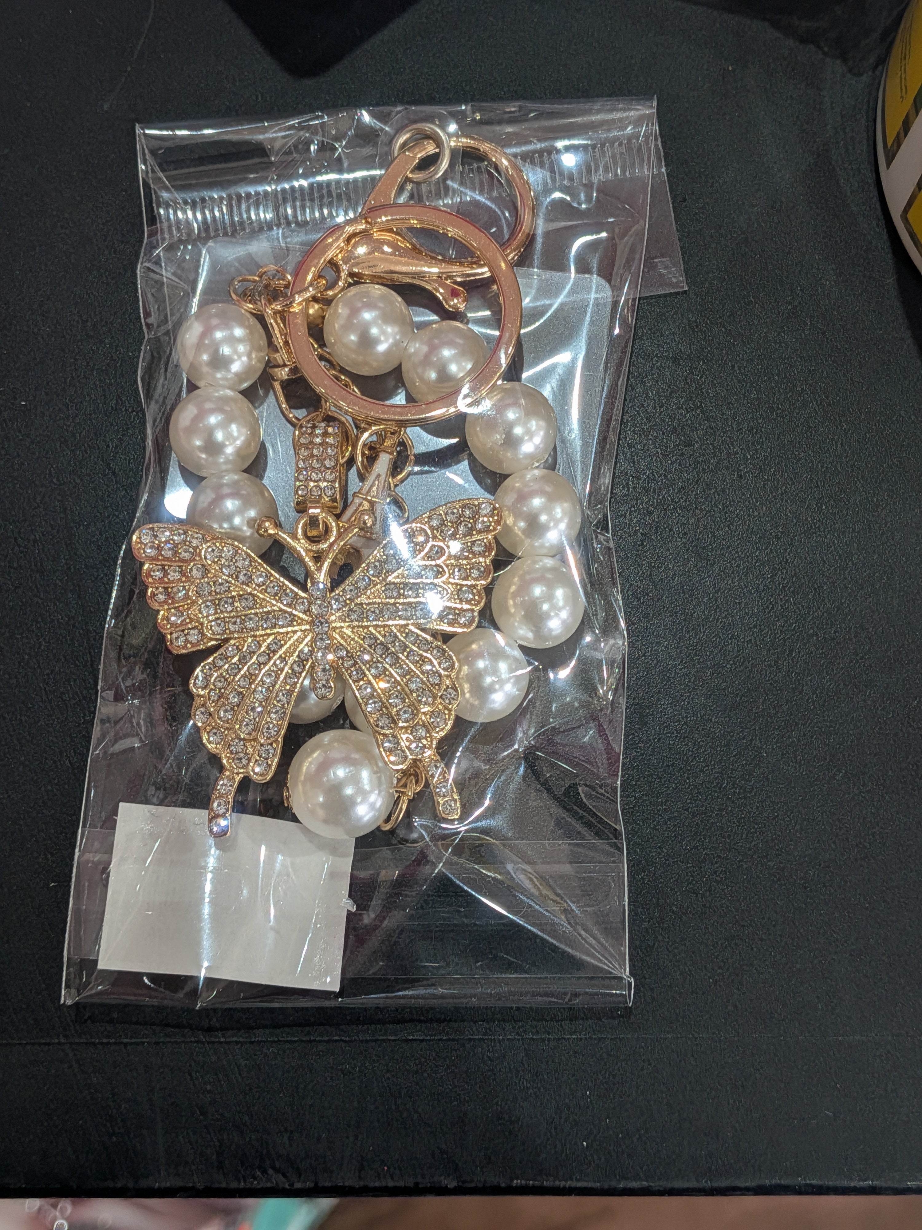Butterfly Pearl Keychain Charm