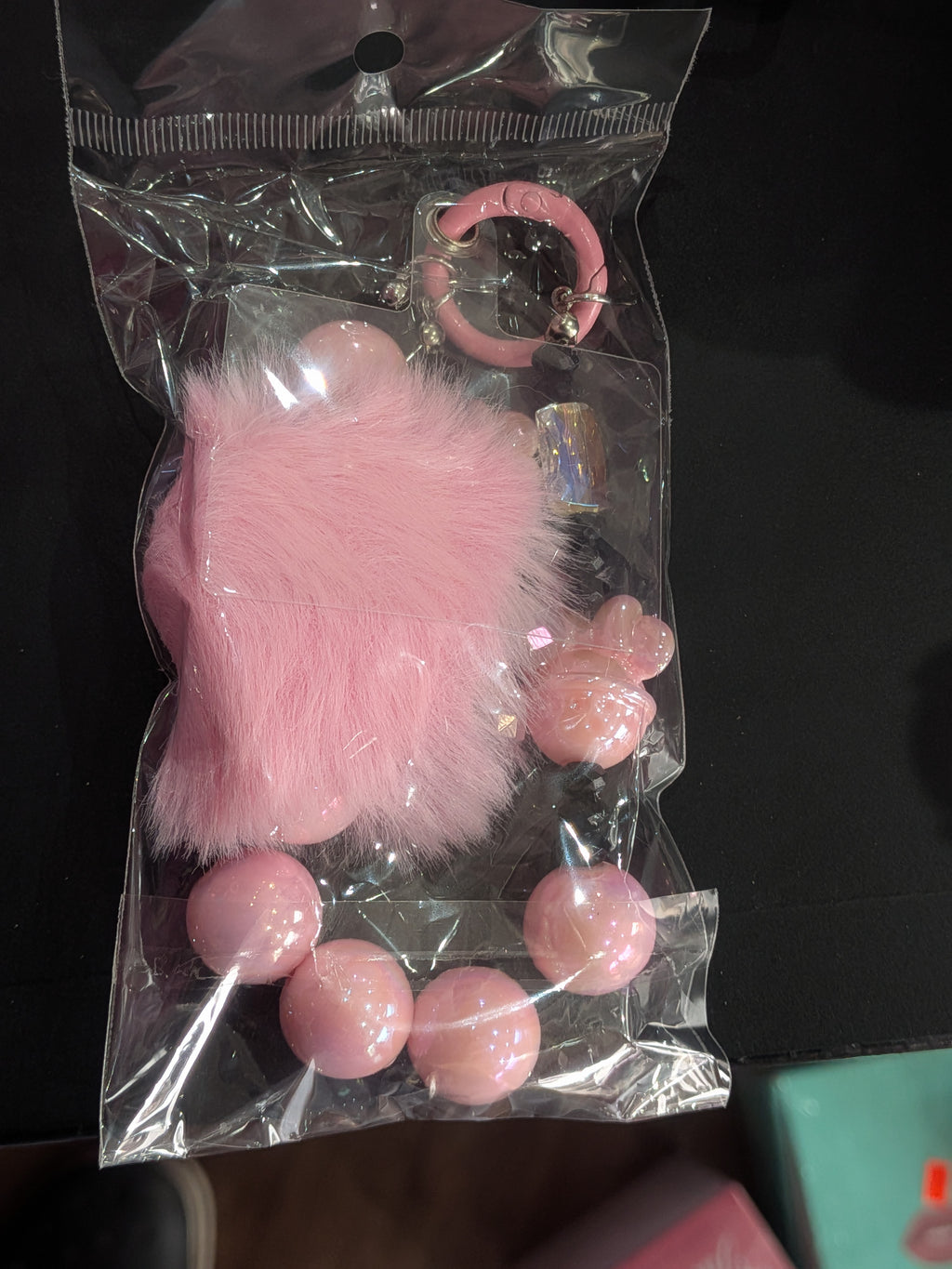 Pink Fluffy Keychain Set