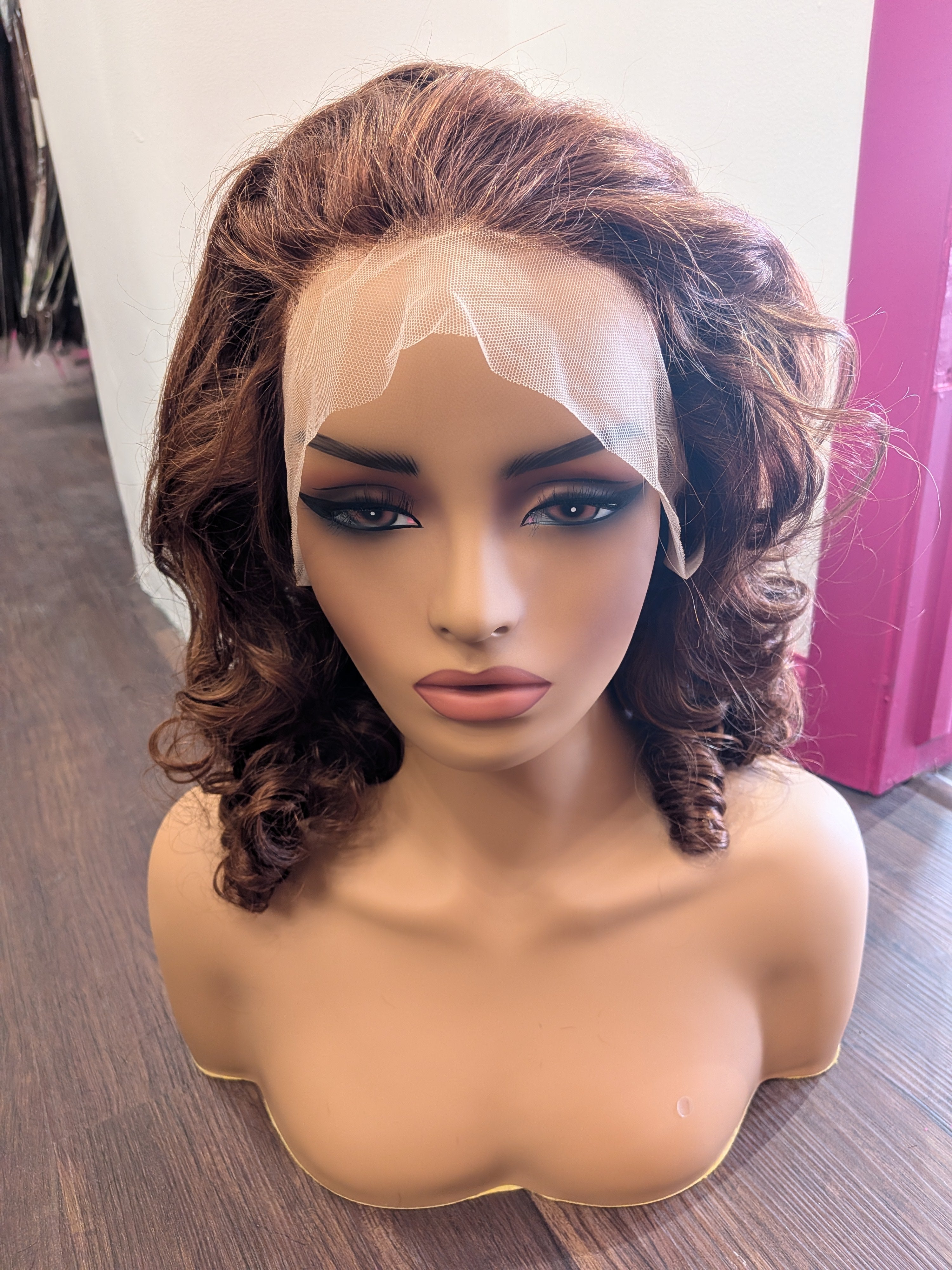 Brown Curly Lace Front Wig (W05YAV)