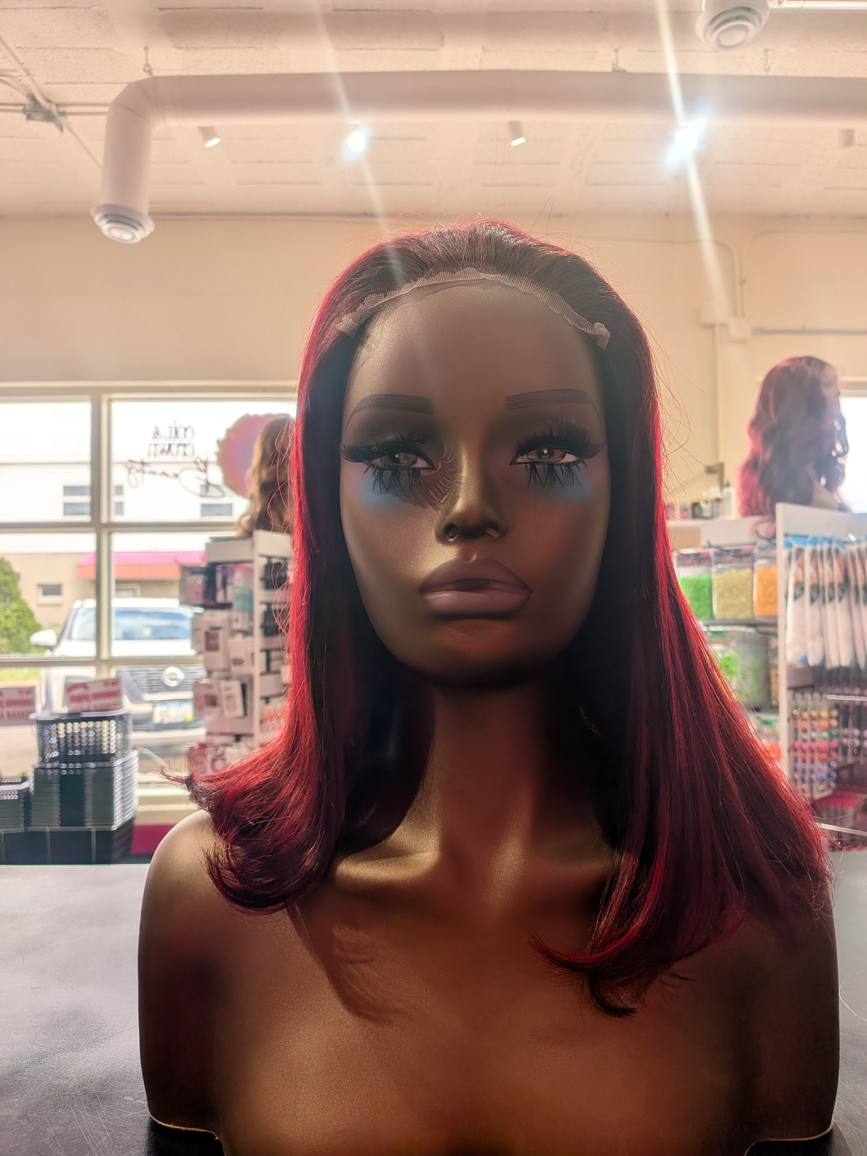 12in Red Ombre Lace Front Bob Wig human hair precut lace Straight