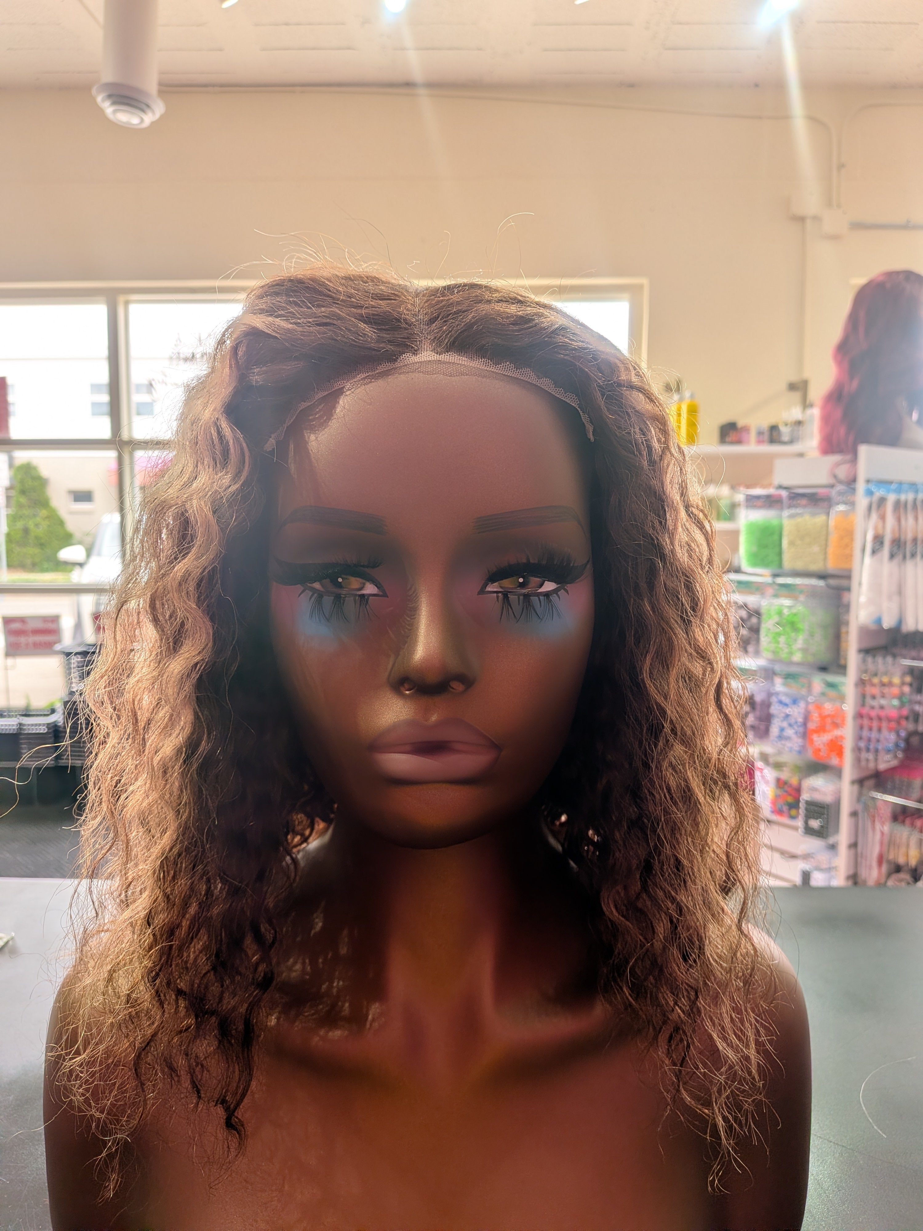Curly 12in Brown/Blonde loose deep wave Lace Front Wig human hair