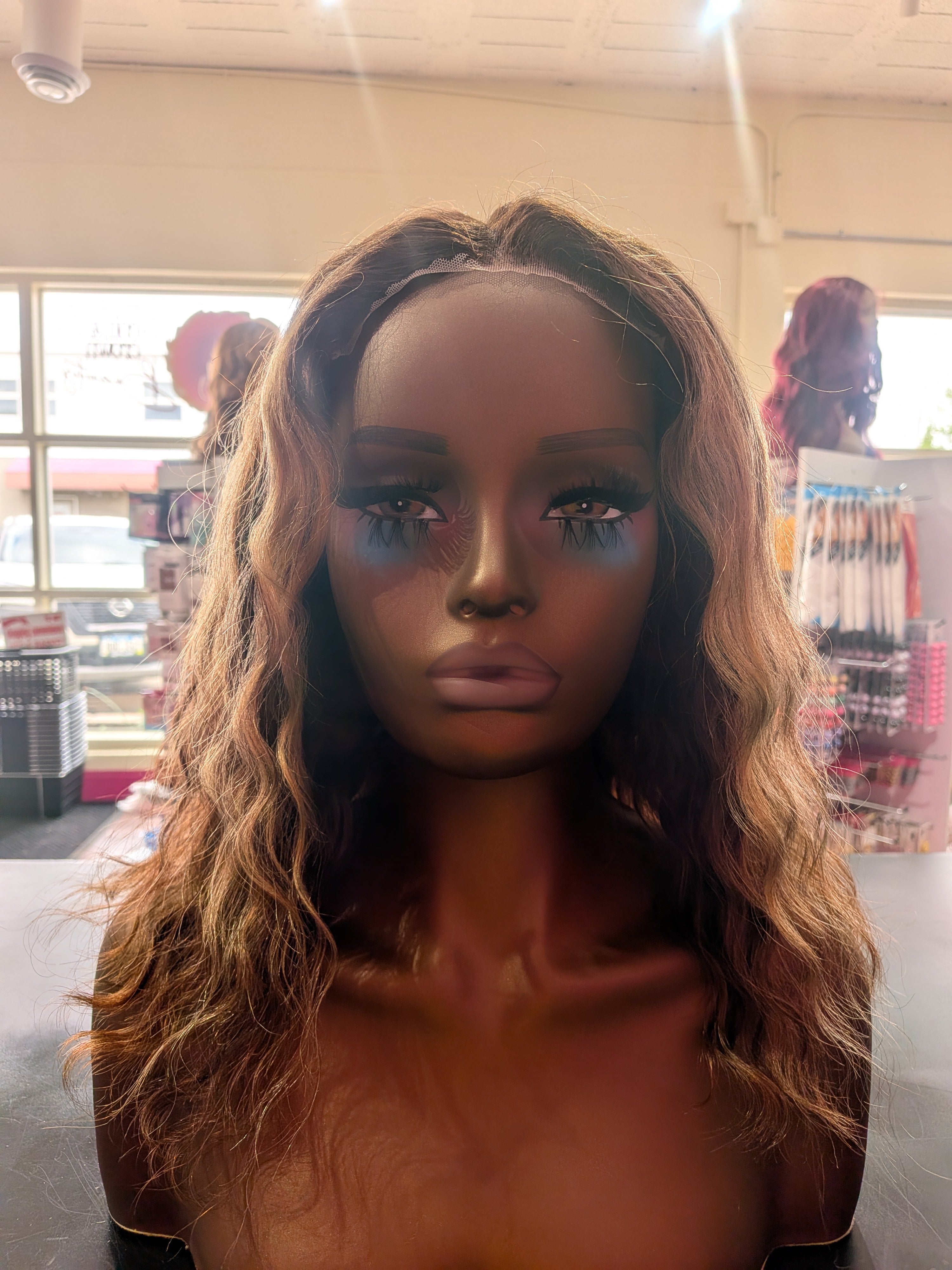 12in Brn/Blond Ombre Wavy Lace Front Wig human hair
