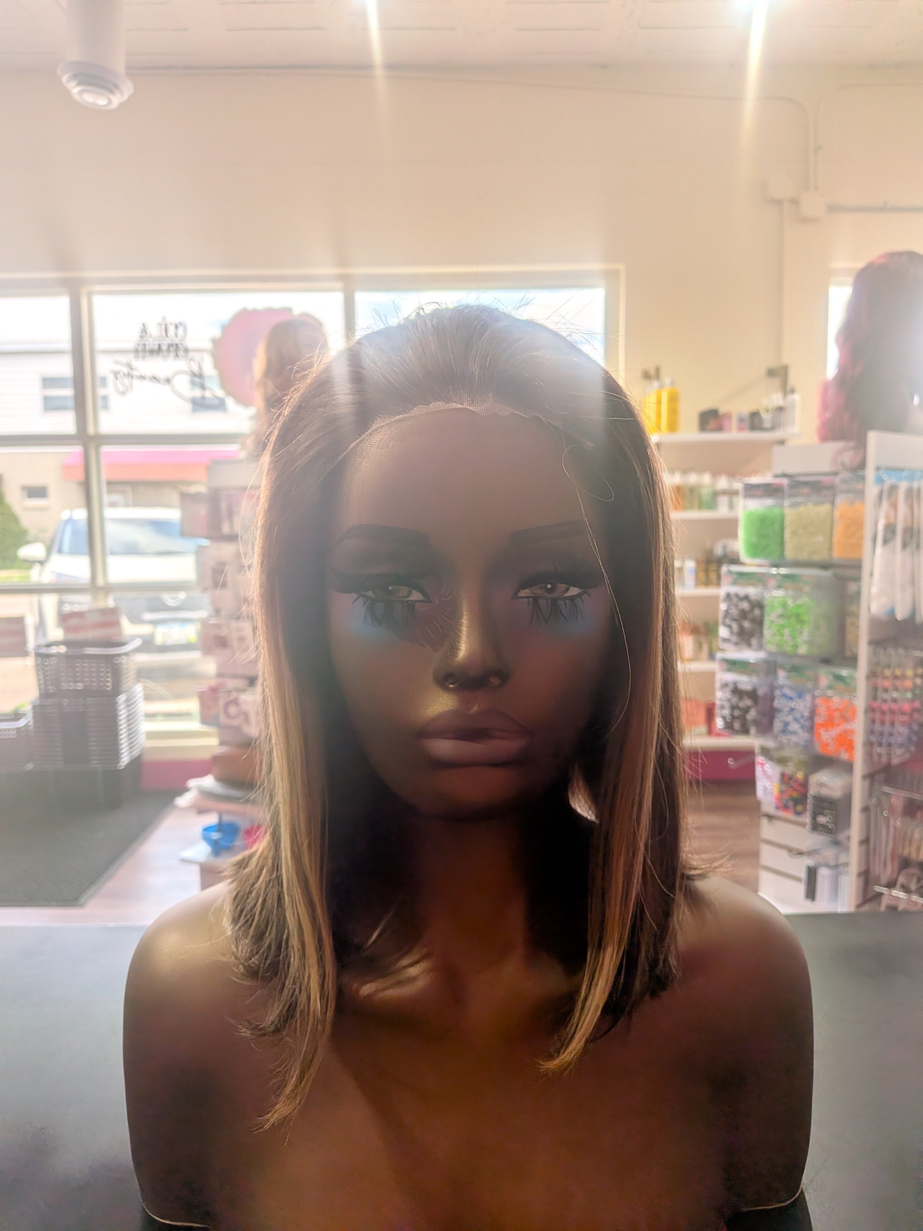 12in Brown/Blond Ombre Straight Lace Front Wig human hair