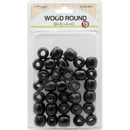 Wood Round Hair Bead Large Black Magic Collection