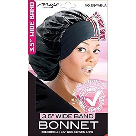 Magic Collection Wide Band Bonnet Elastic Black 3.5 Inch