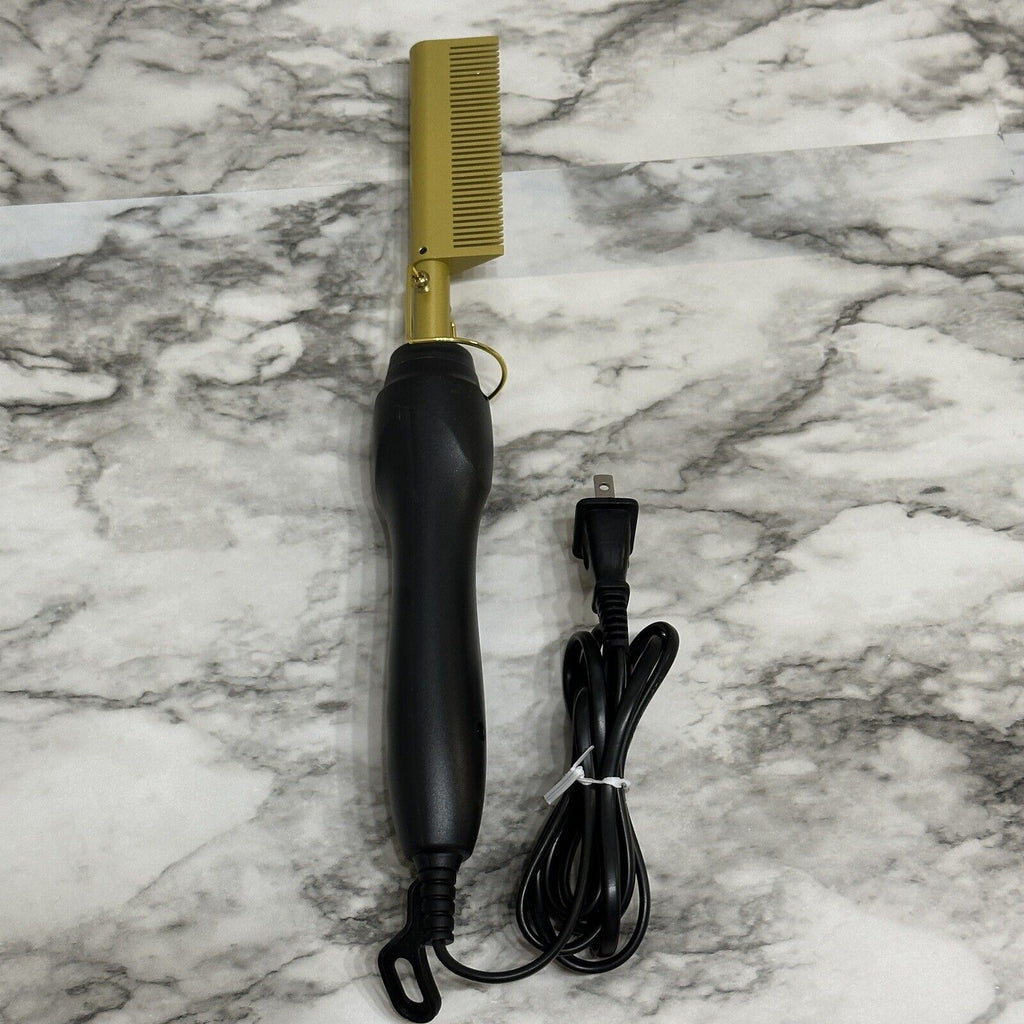 Hair Straightening Brush, US Plug, Gold Ceramic, Temperature Control