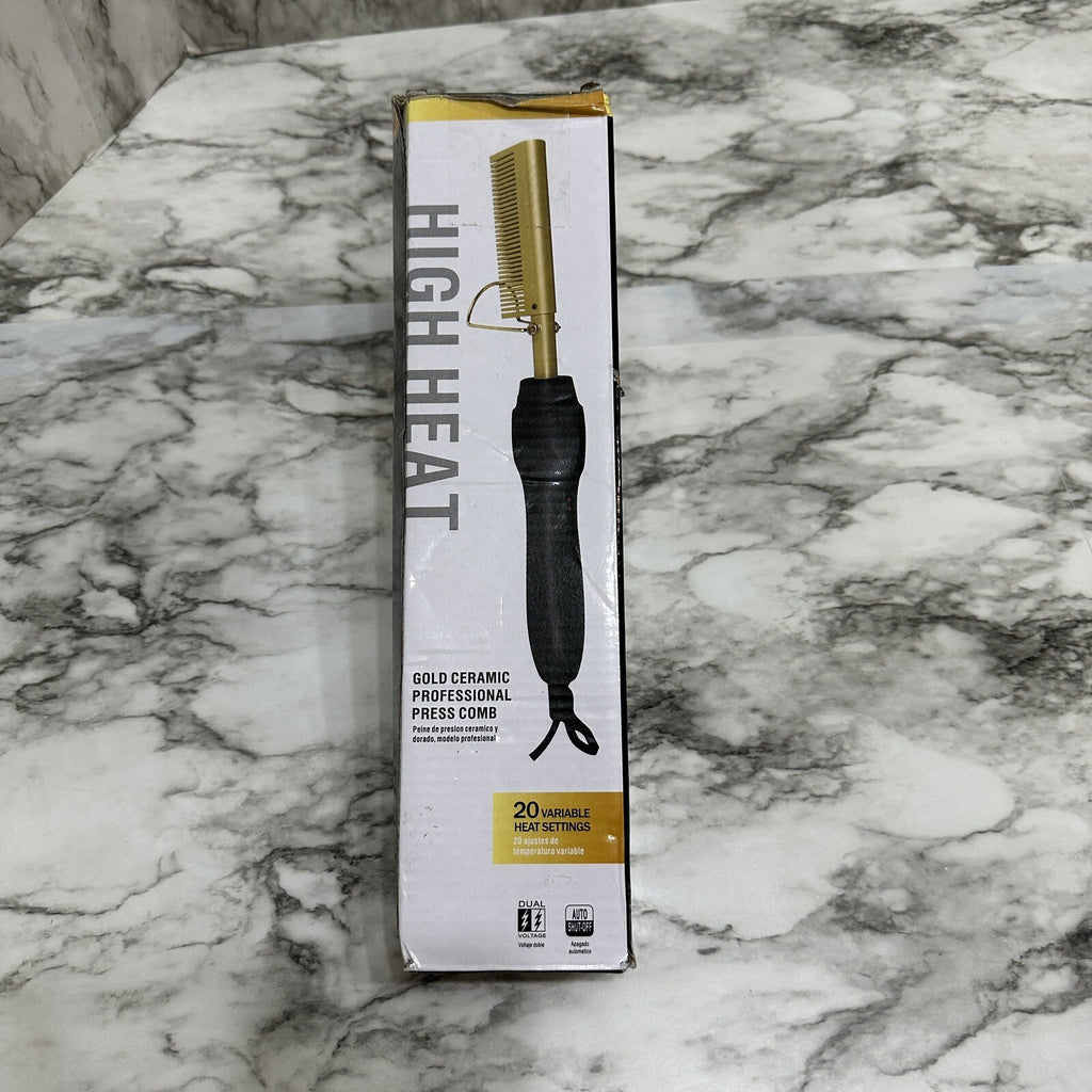Hair Straightening Brush, US Plug, Gold Ceramic, Temperature Control