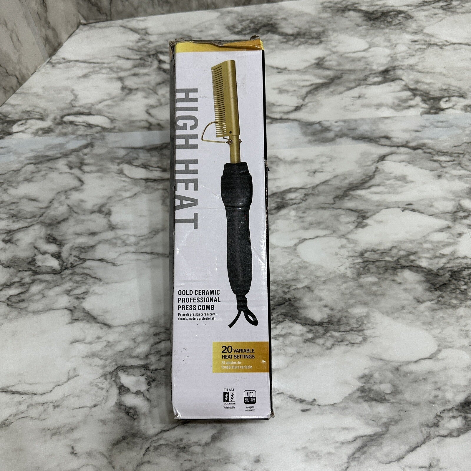 Hair Straightening Brush, US Plug, Gold Ceramic, Temperature Control