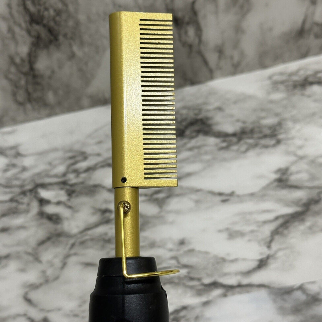 Hair Straightening Brush, US Plug, Gold Ceramic, Temperature Control