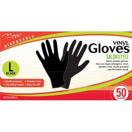Vinyl Gloves Black 50PCs Large - Magic Collection