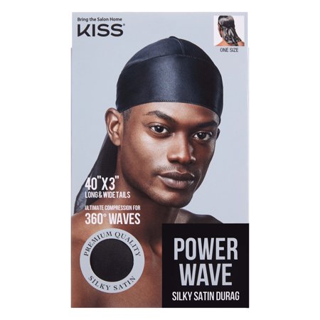 KISS Colors & Care Satin Durag, Black, Size 1