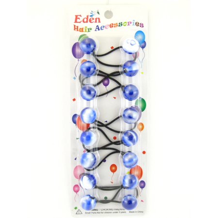 Eden Twinbead Ponytail Holders Marbled Blue & White - 10 Ct.