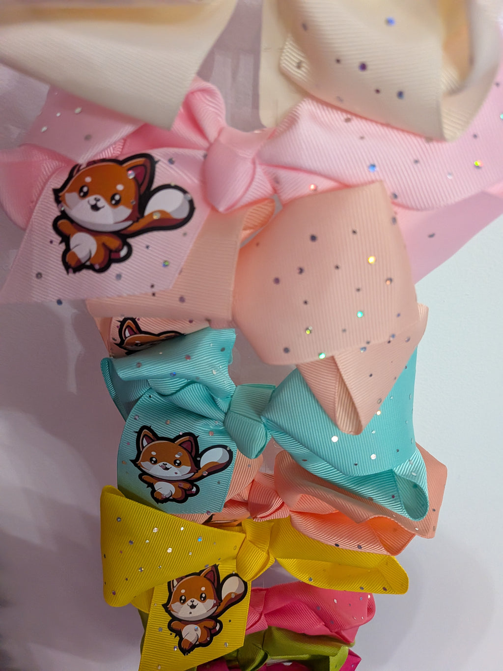 Fox Glitter Hair Bows Set