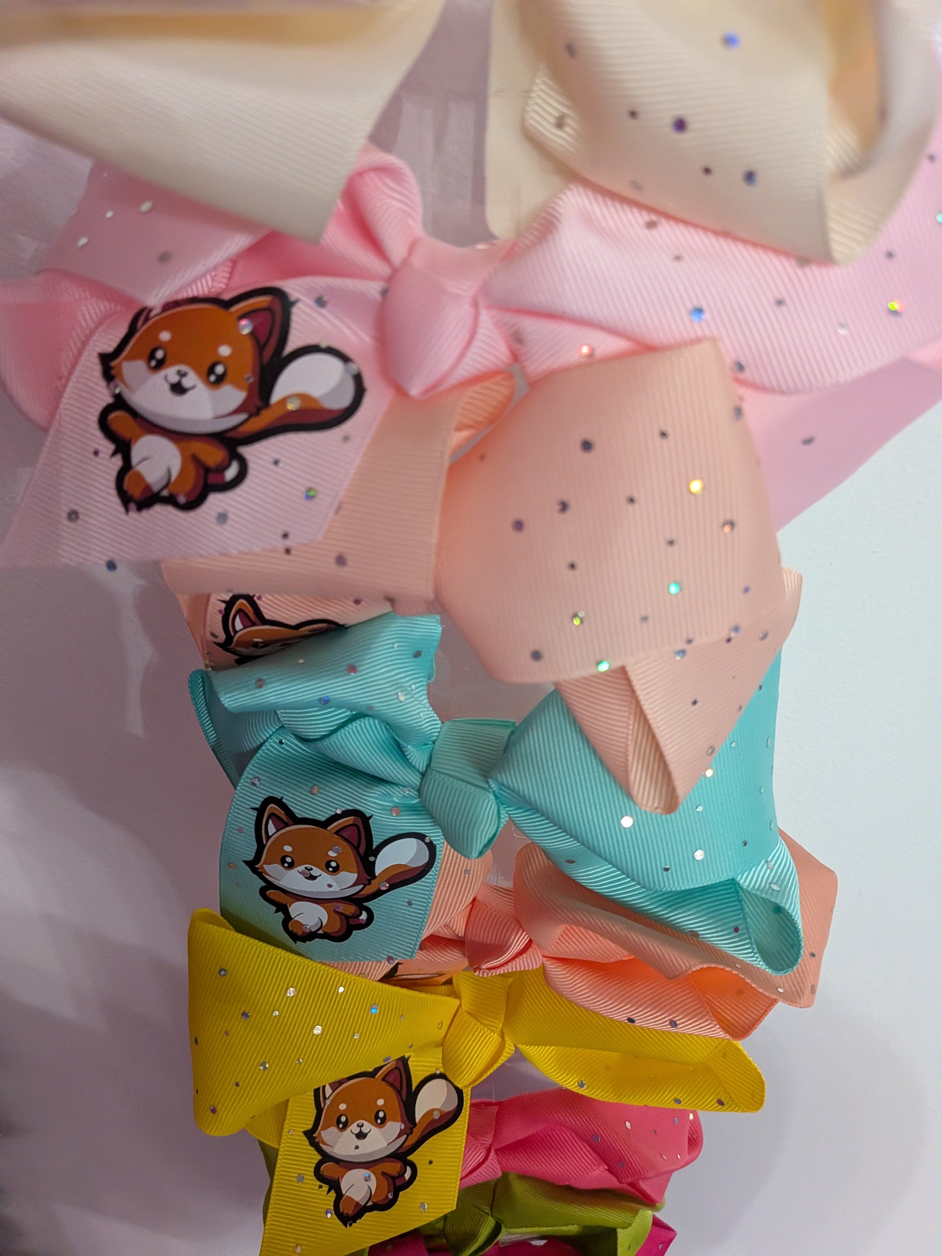 Fox Glitter Hair Bows Set