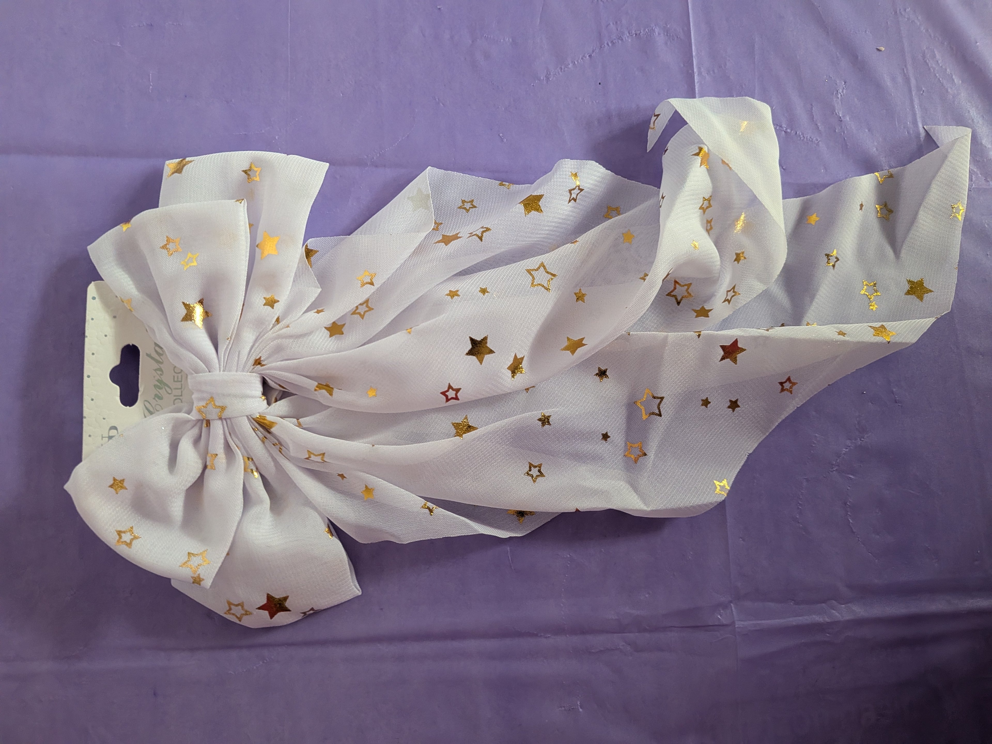 White Star Pattern Hair Bow