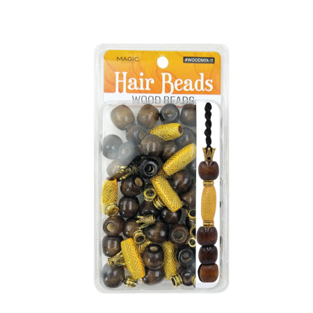 Hair Beads Wood Beads Mix - MAGIC COLLECTION WOODMIX-11