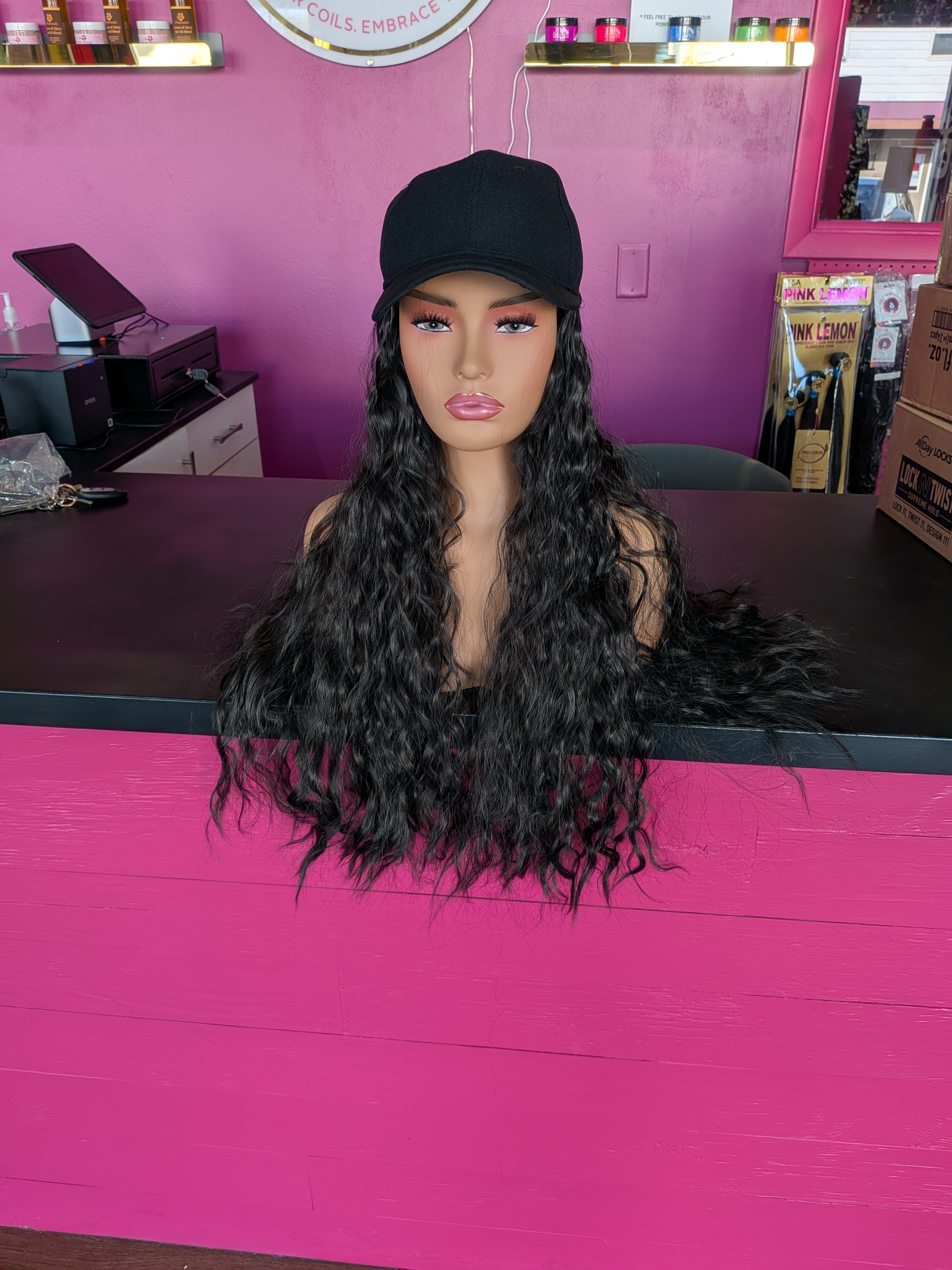 Black Wavy Wig with Cap