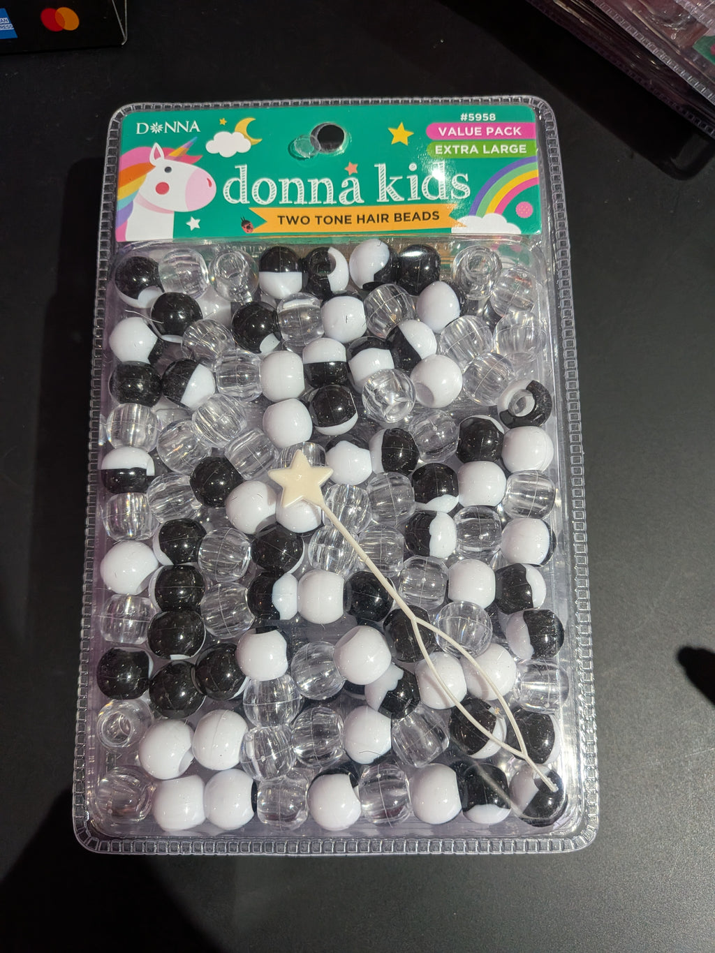 Donna Kids Two Tone Hair Beads black and white