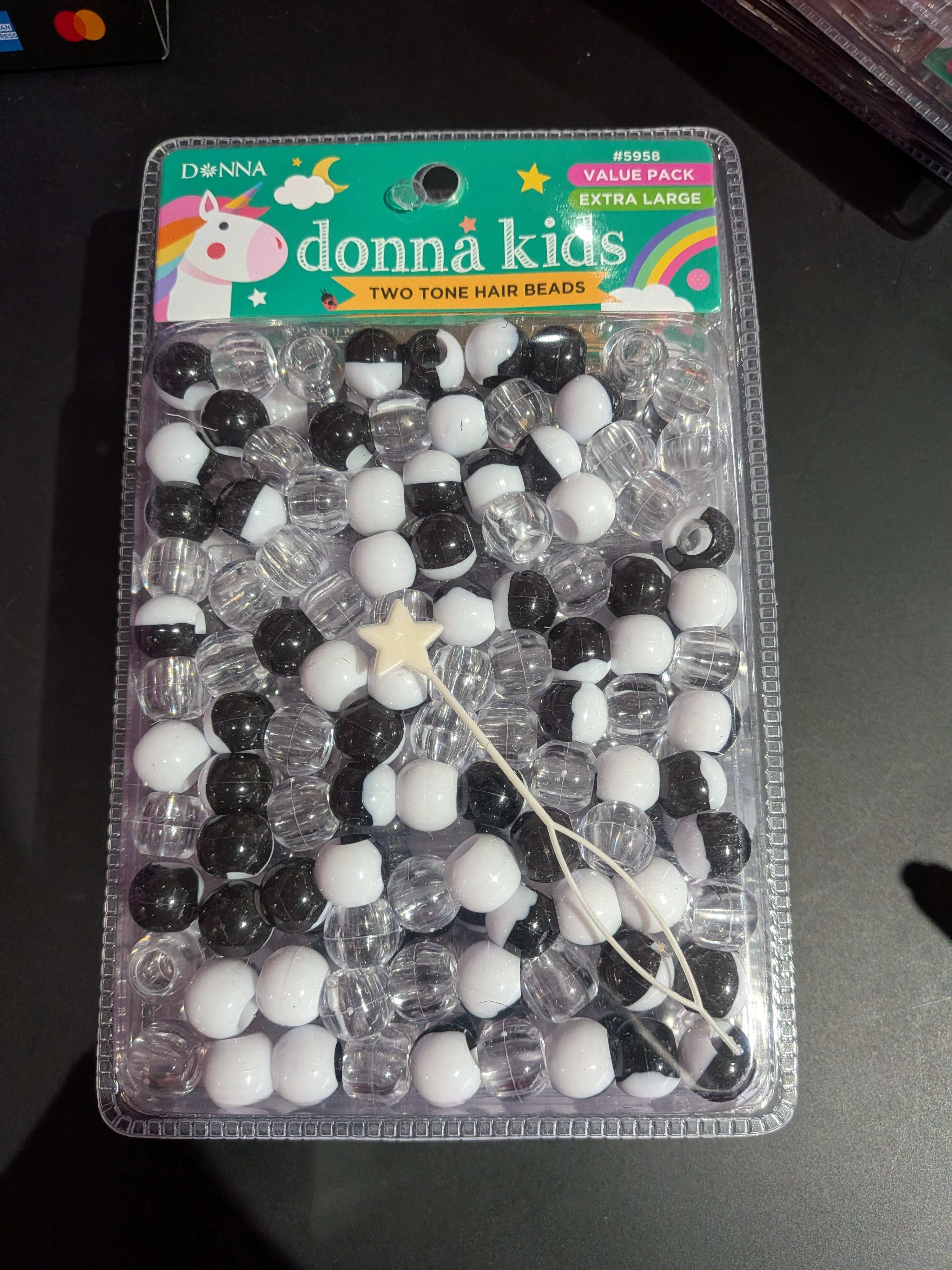 Donna Kids Two Tone Hair Beads black and white