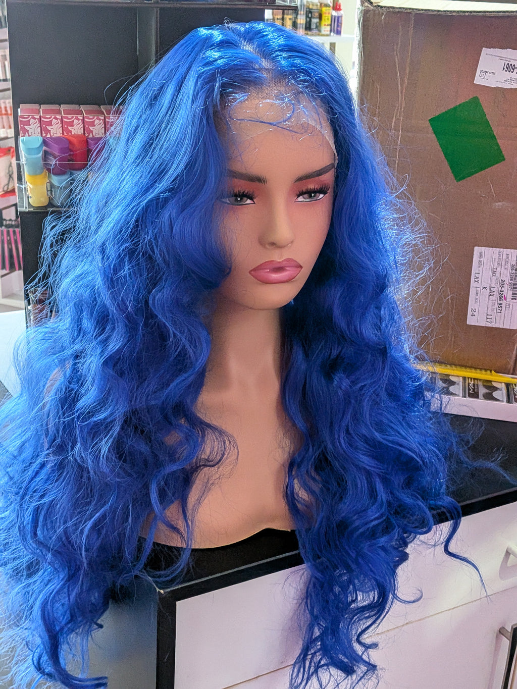 Blue Curly Lace Front Wig