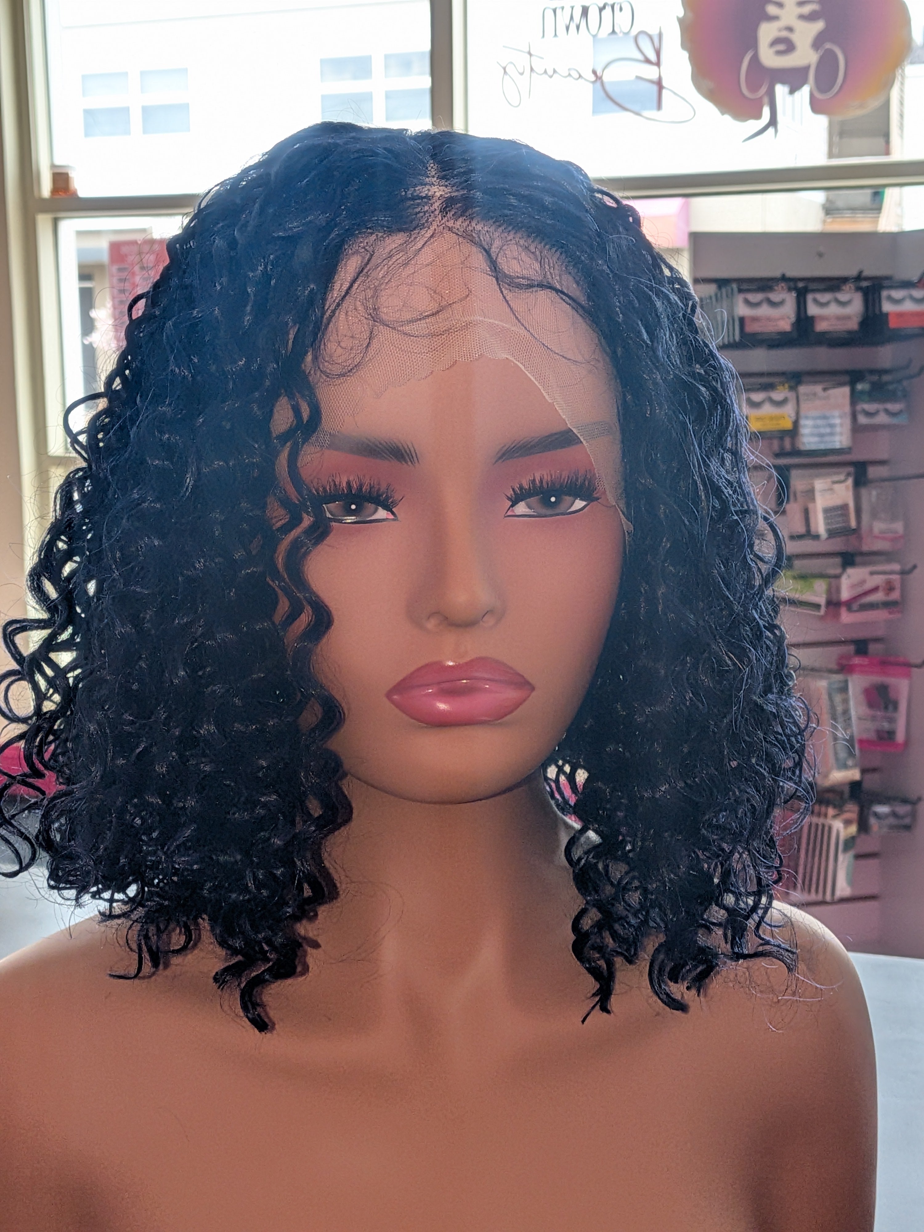 Curly Lace Front Wig blue and black