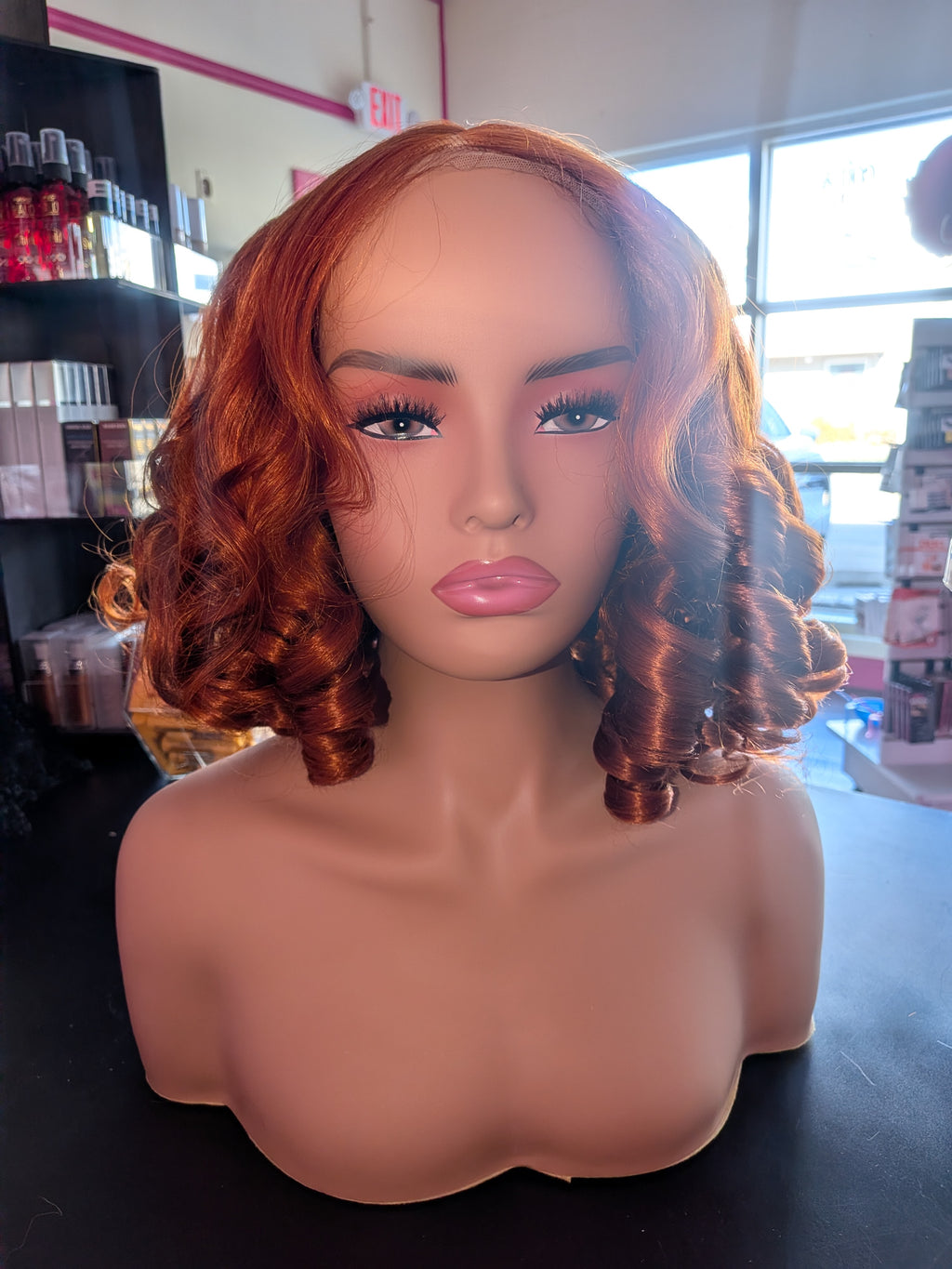 Curly Auburn Lace Front Wig