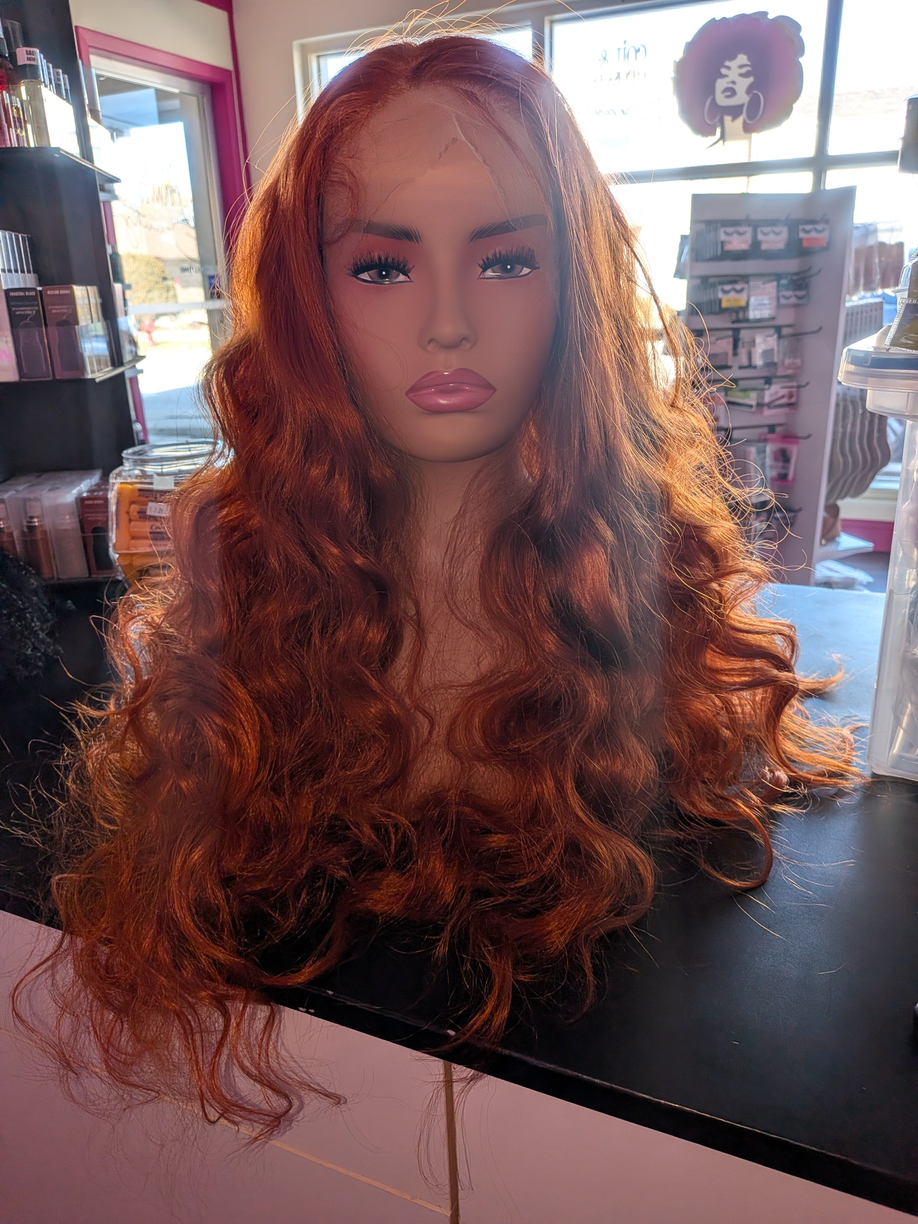 Auburn Lace Front Wig ginger curly wig