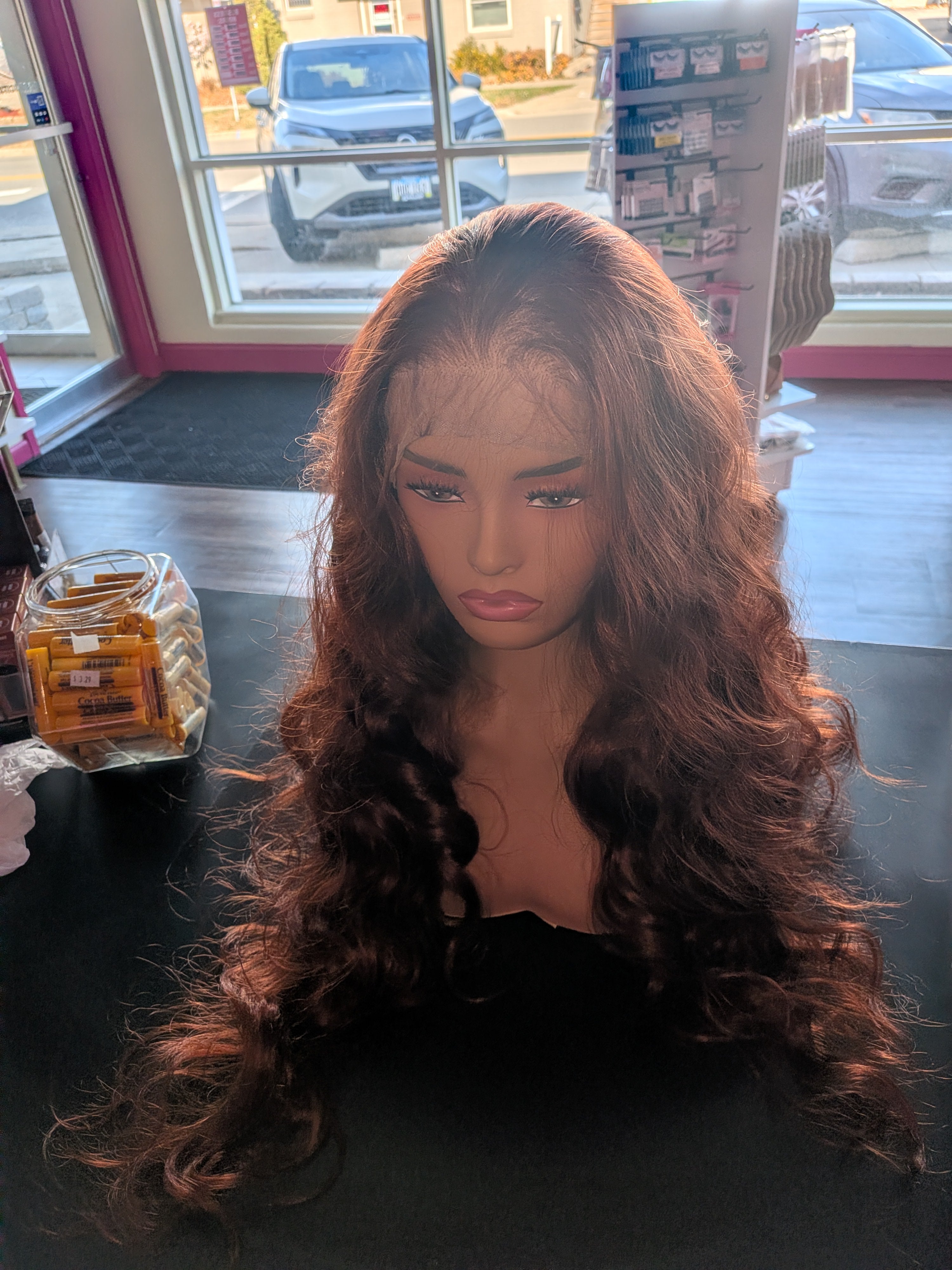 Curly Lace Front Wig reddish brown