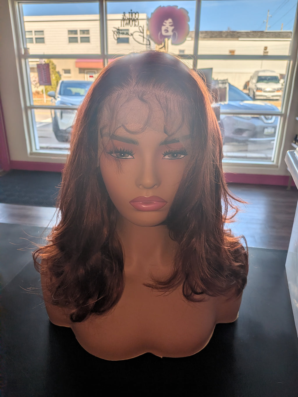 Auburn Lace Front Wig reddish brown short look