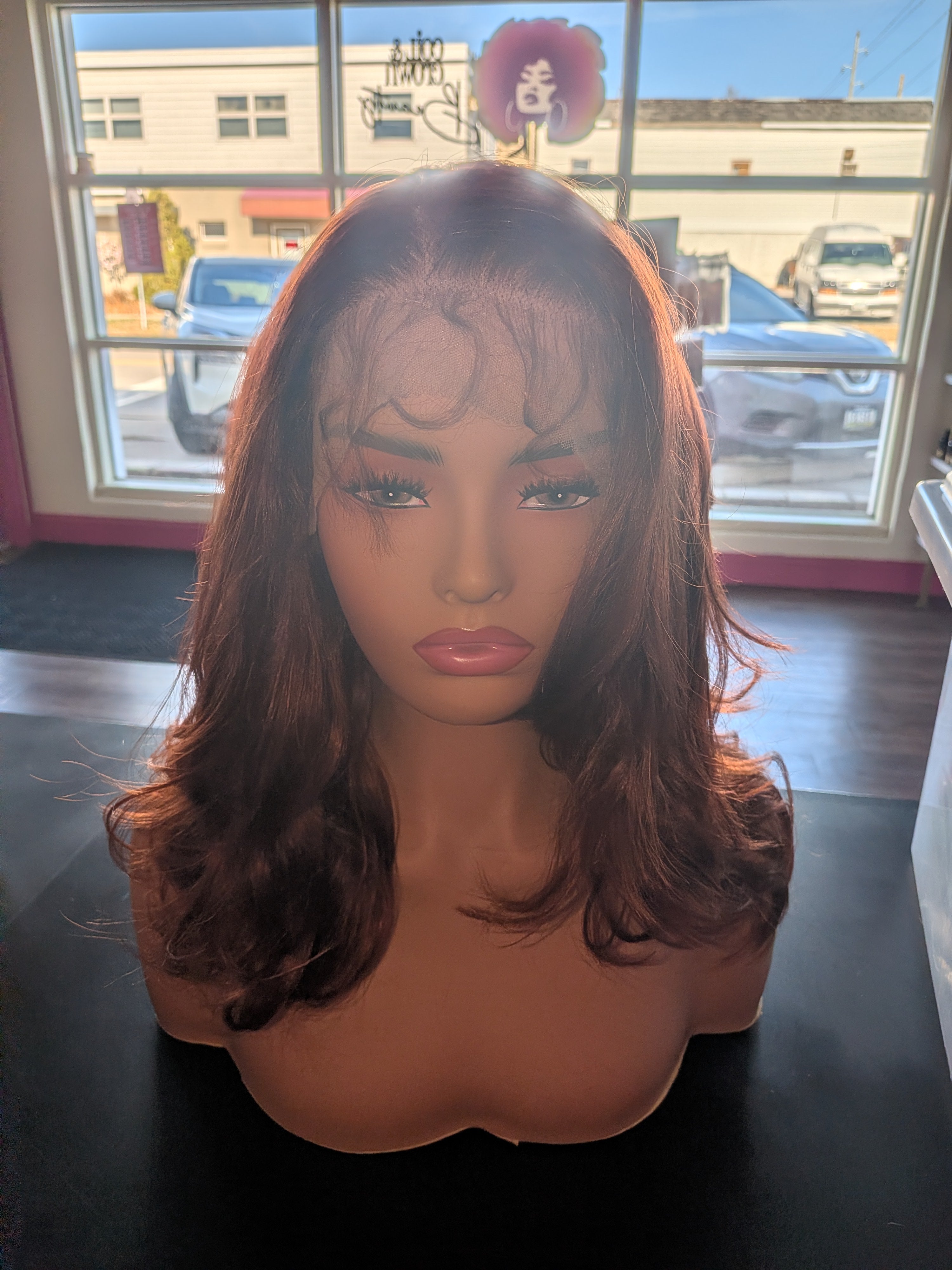 Auburn Lace Front Wig reddish brown short look