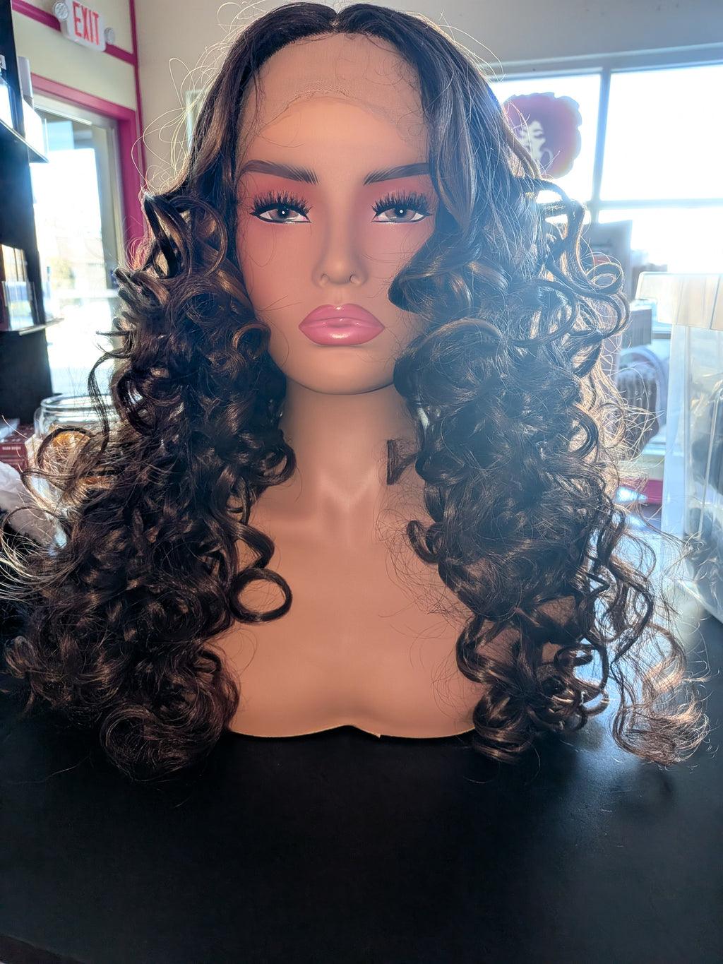 Curly Lace Front Wig dark and light brown