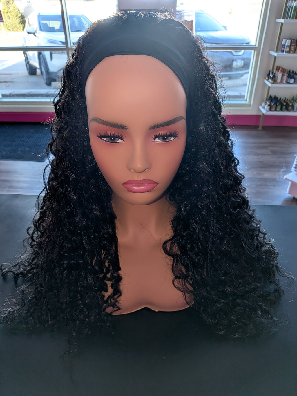 Curly Headband Wig braids all black