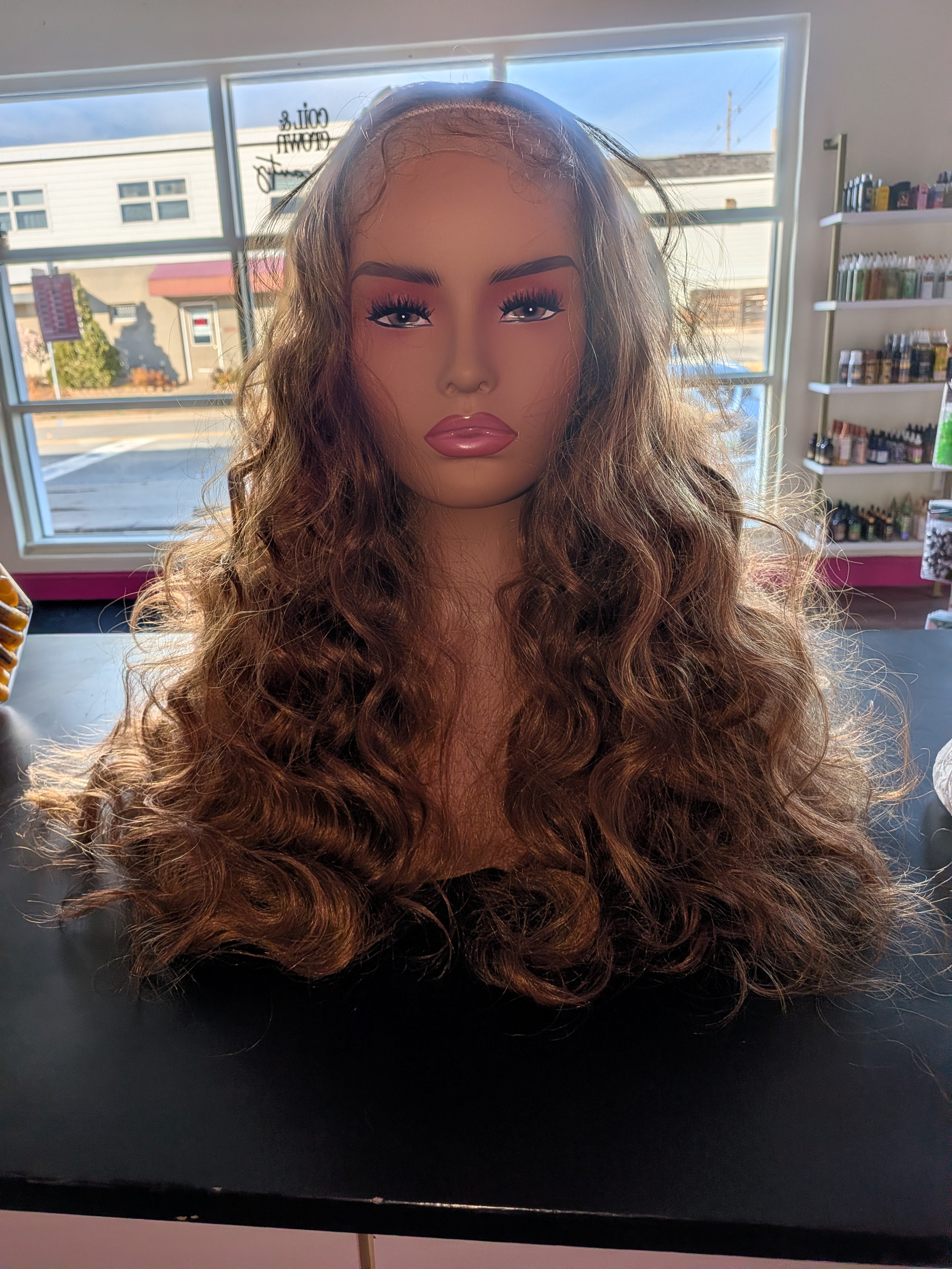 Curly Brown Lace Front Wig/brownish gold
