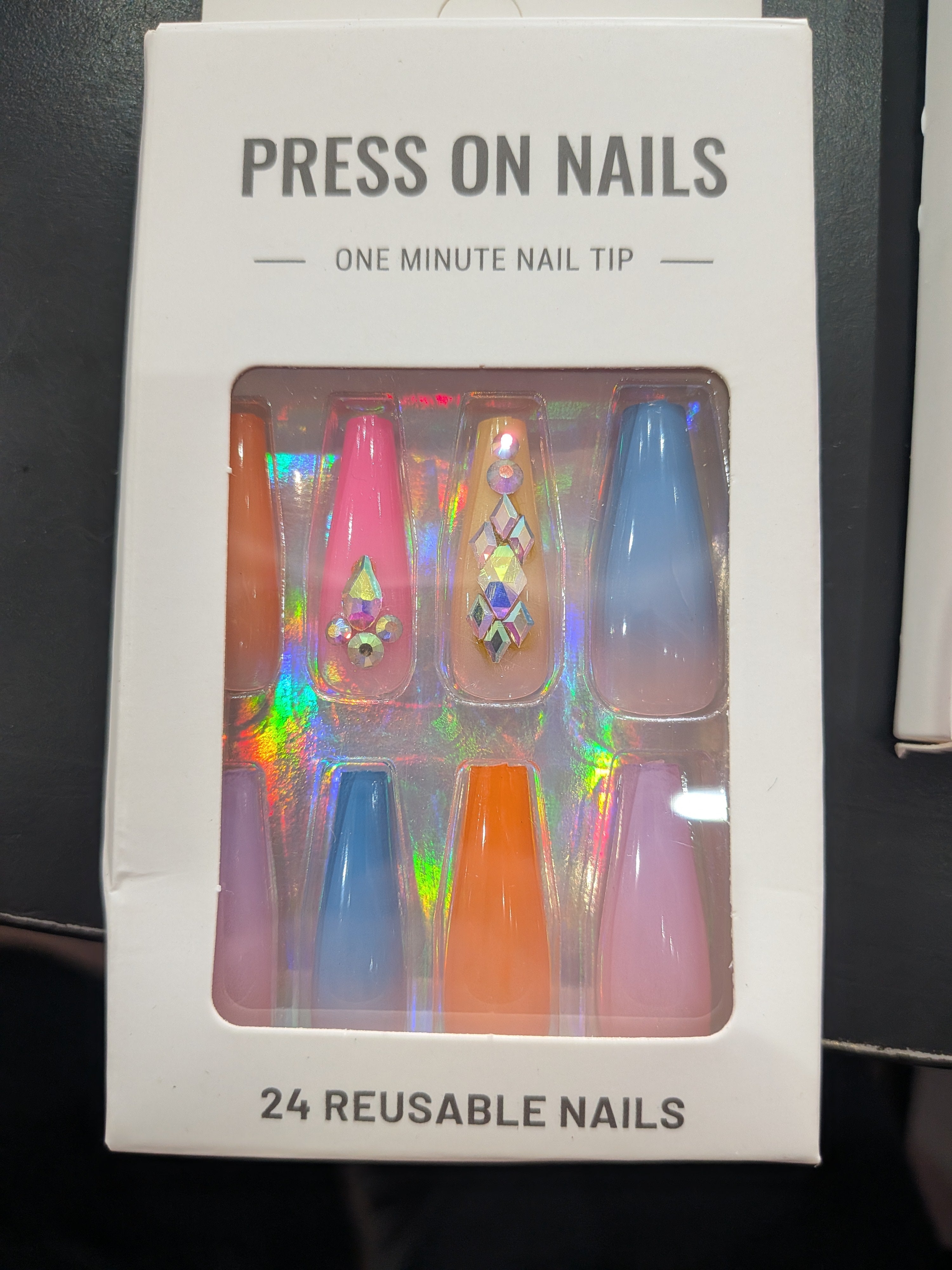 Colorful Rhinestone Press-On Nails
