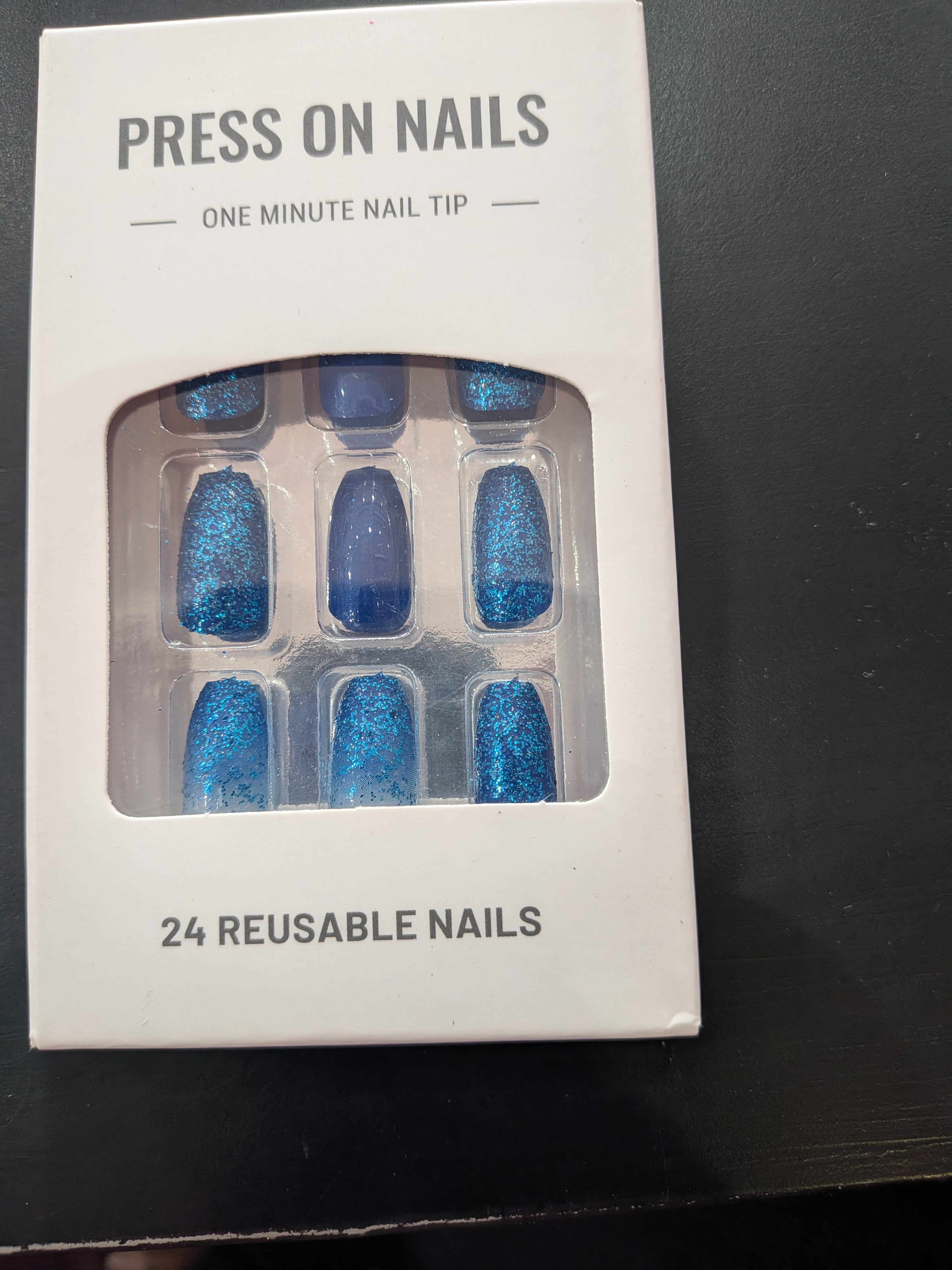 Blue Glitter Press-On Nails
