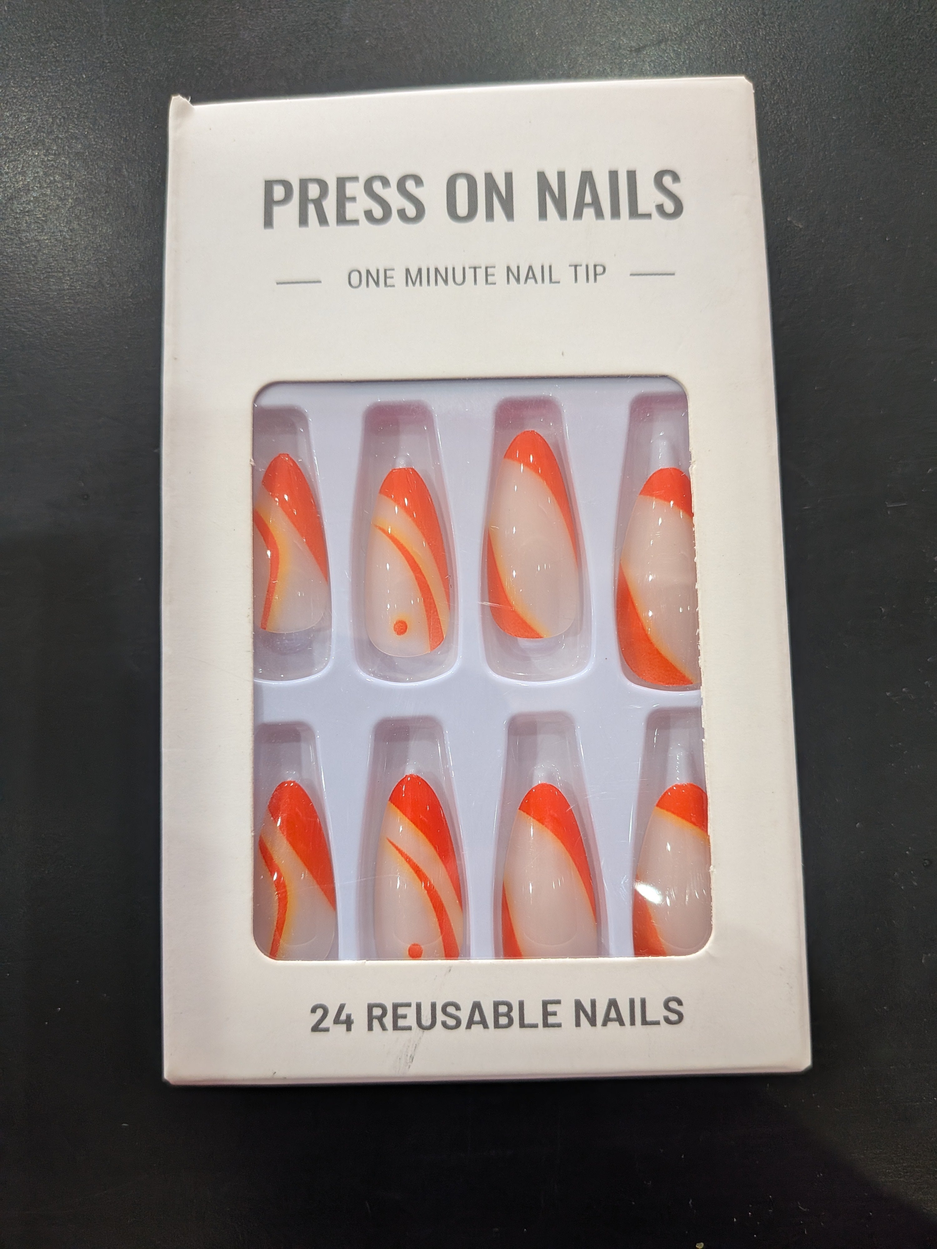 Orange Swirl Press-On Nails