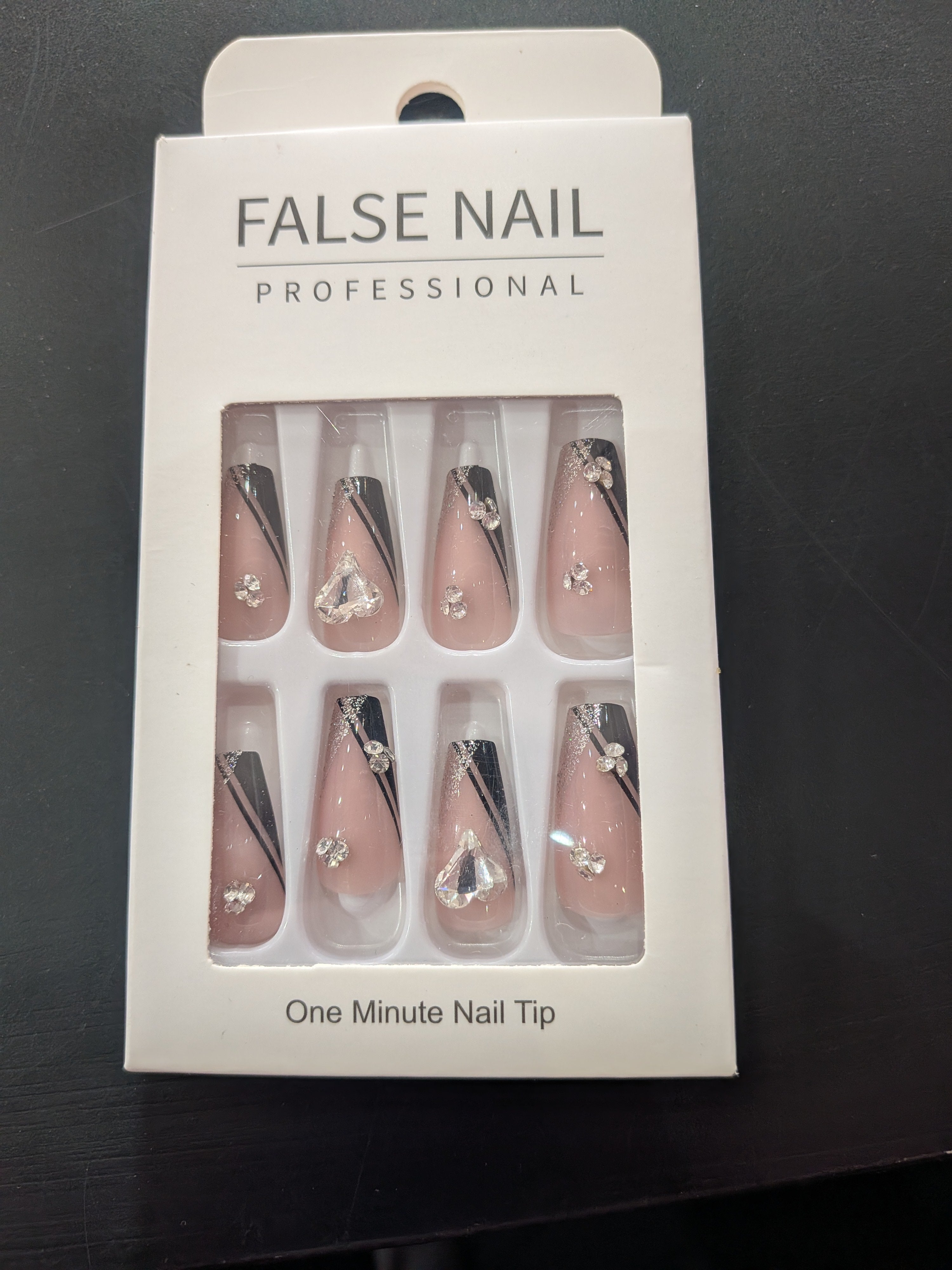 False Nail Professional Tips bling natural/black