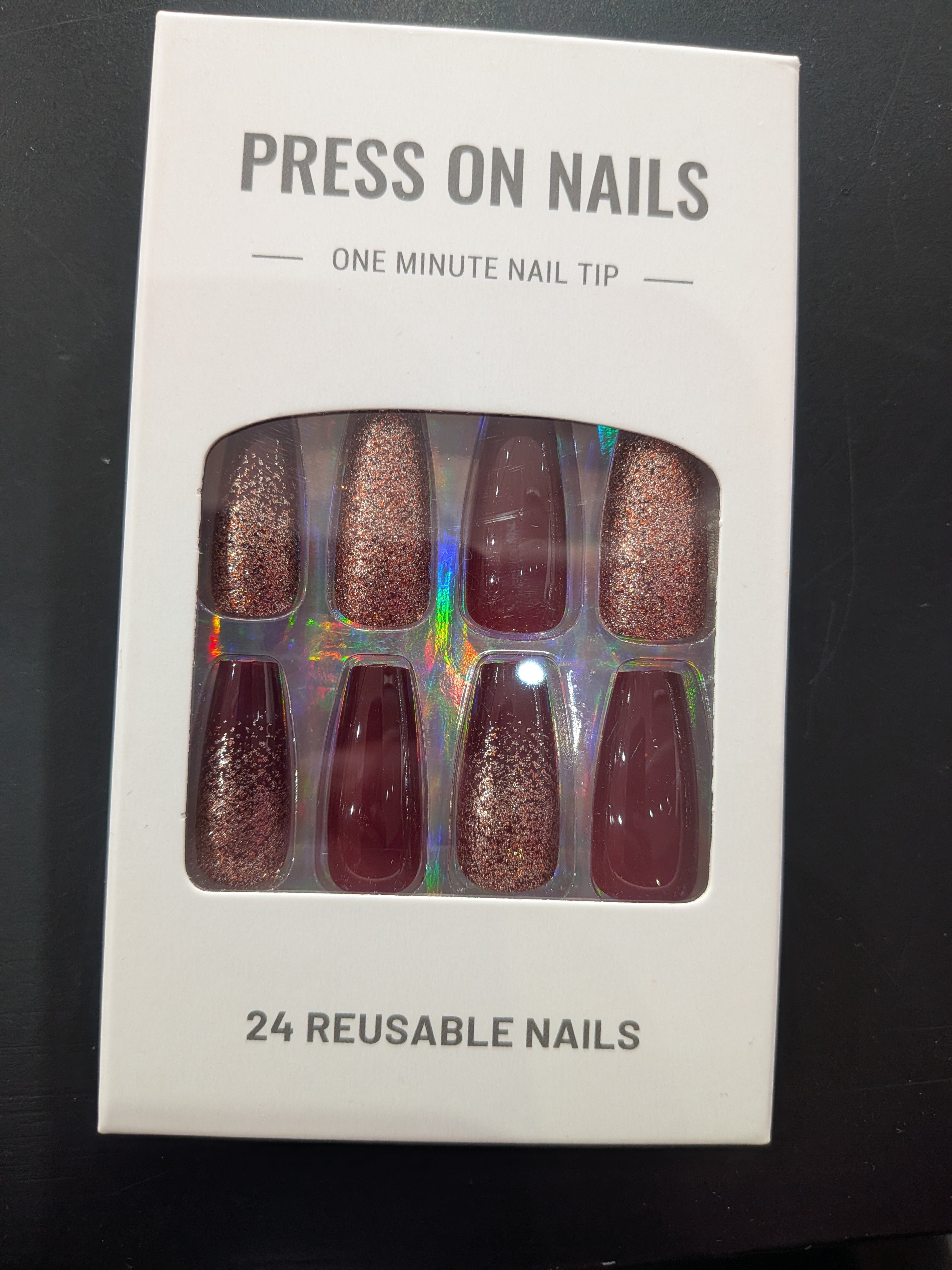 Press On Nails 24-Pack glitter brown