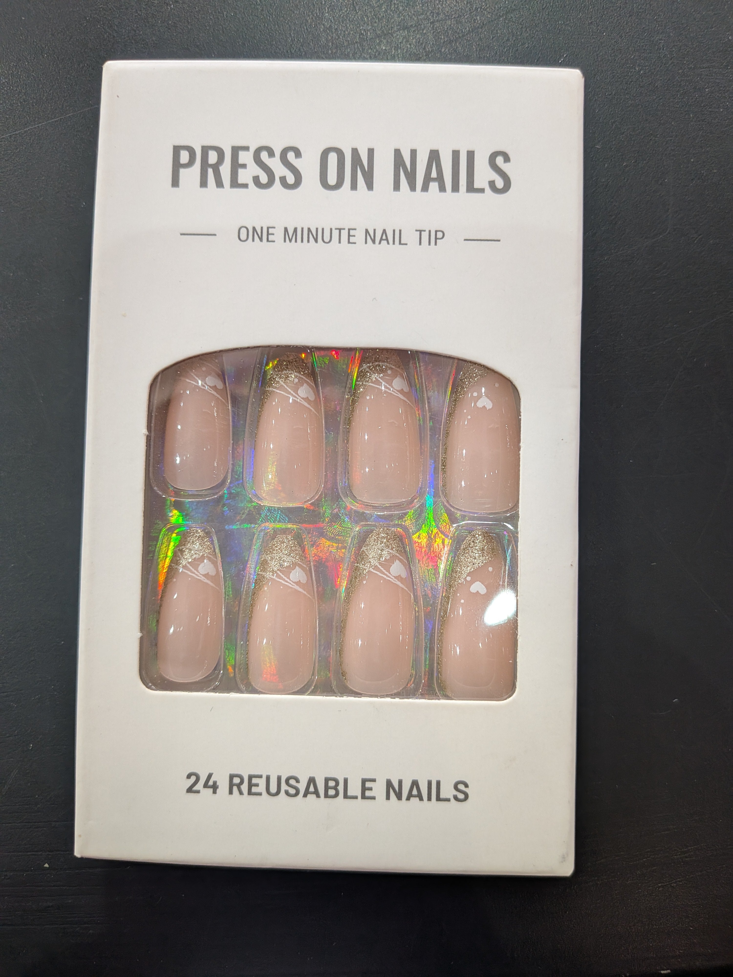 Holographic Gold Press-On Nails