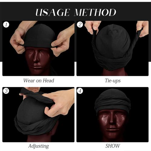 Black Ice Silky Satin Lined Turban XL Pre-Tied