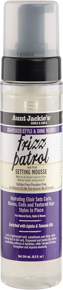 Aunt Jackie's Frizz Patrol Mousse 8.5 Oz Grapeseed