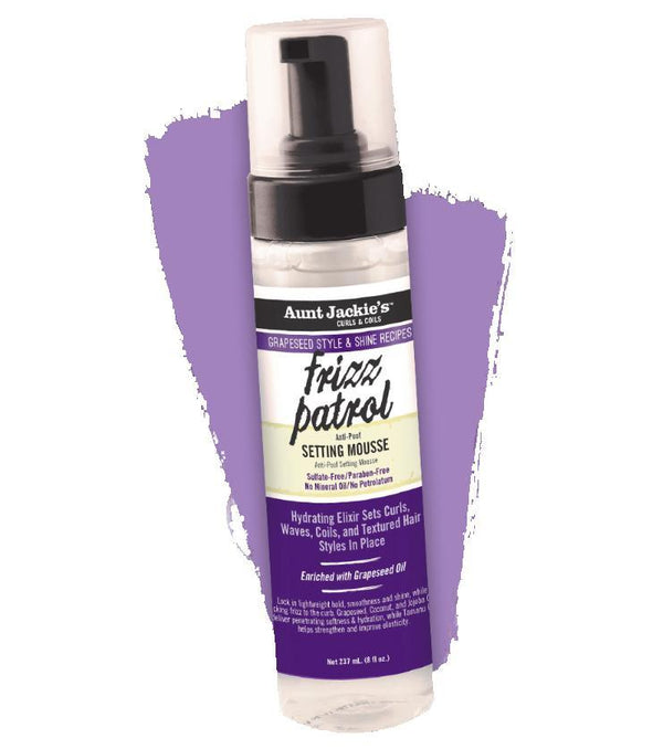 Aunt Jackie's Frizz Patrol Mousse 8.5 Oz Grapeseed