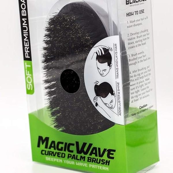 Black Ice Magic Wave Curved Palm Barber Brush 5.25''