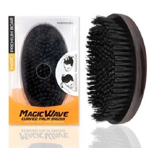 Black Ice Magic Wave Curved Palm Barber Brush 5.25''