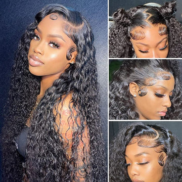 Black Wavy Lace Front Wig with a hint of green