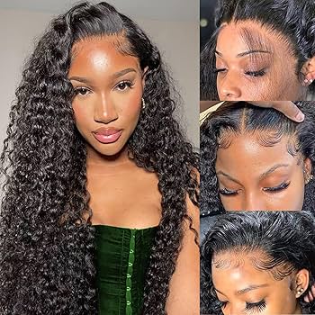 Black Wavy Lace Front Wig with a hint of green