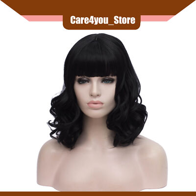 Black Wavy Wig with Cap