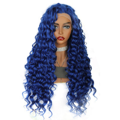 Blue Curly Lace Front Wig
